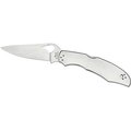 Spyderco Spyderco BY03P2 Byrd Cara Cara2 Folding Knife 8Cr13Mov & Satin Plain Clip Point Oval Thumb Hole & Pocket Clip 3.875 In. Stainless Box SPYBY03P2